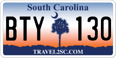 SC license plate BTY130