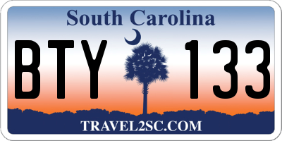 SC license plate BTY133