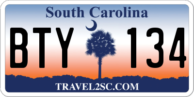 SC license plate BTY134