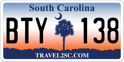 SC license plate BTY138