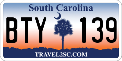 SC license plate BTY139