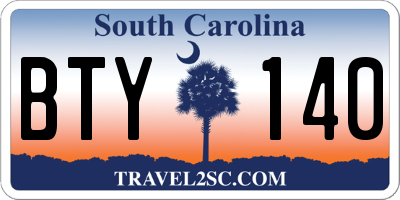 SC license plate BTY140