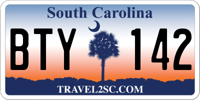 SC license plate BTY142