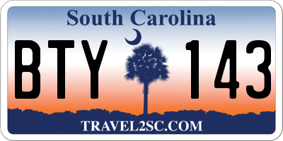 SC license plate BTY143
