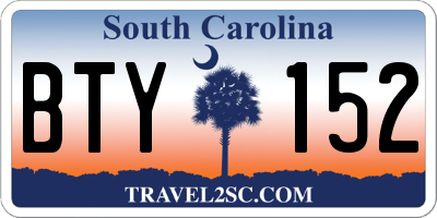 SC license plate BTY152