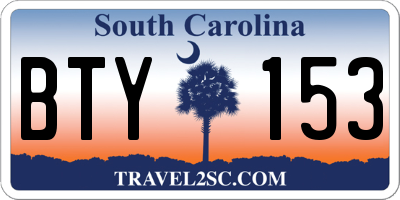 SC license plate BTY153