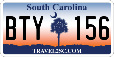 SC license plate BTY156