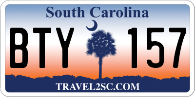 SC license plate BTY157