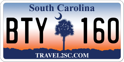 SC license plate BTY160