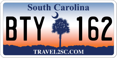 SC license plate BTY162