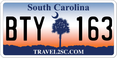 SC license plate BTY163