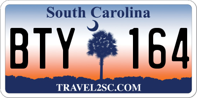 SC license plate BTY164
