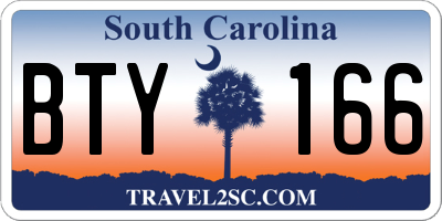 SC license plate BTY166