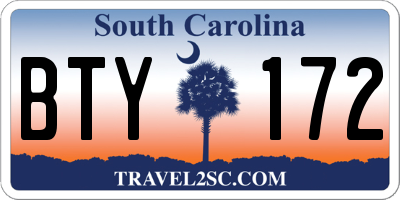 SC license plate BTY172
