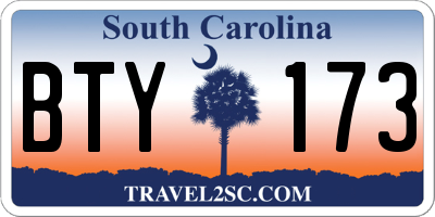 SC license plate BTY173