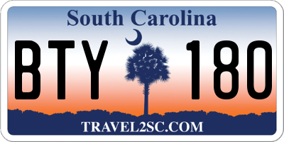 SC license plate BTY180