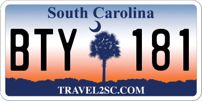 SC license plate BTY181