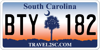 SC license plate BTY182