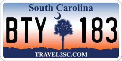 SC license plate BTY183
