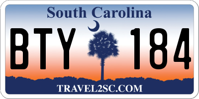 SC license plate BTY184