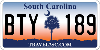 SC license plate BTY189