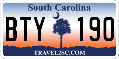 SC license plate BTY190