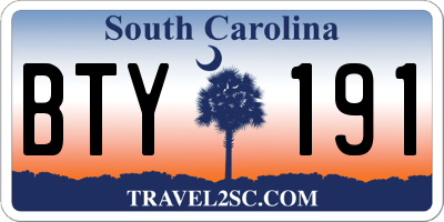 SC license plate BTY191