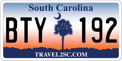 SC license plate BTY192