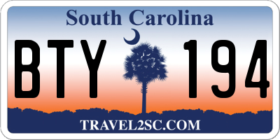 SC license plate BTY194
