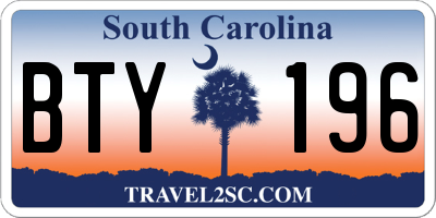 SC license plate BTY196