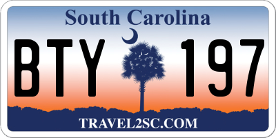 SC license plate BTY197