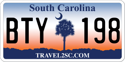 SC license plate BTY198