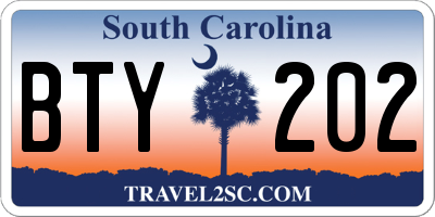 SC license plate BTY202