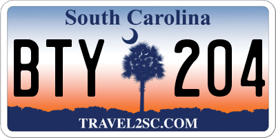 SC license plate BTY204