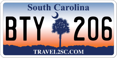 SC license plate BTY206