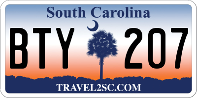 SC license plate BTY207