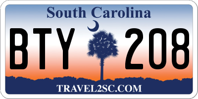 SC license plate BTY208