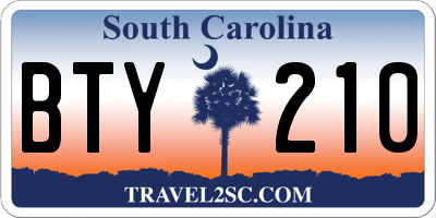SC license plate BTY210