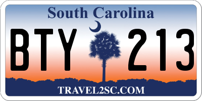 SC license plate BTY213