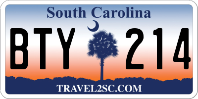 SC license plate BTY214