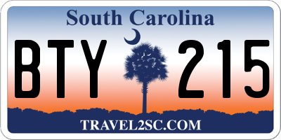SC license plate BTY215