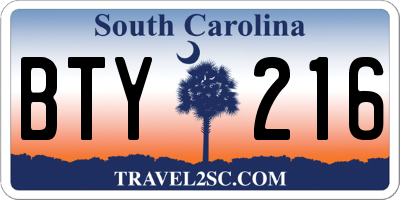 SC license plate BTY216