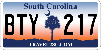SC license plate BTY217