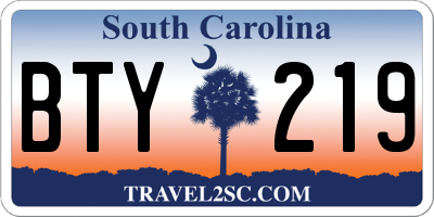 SC license plate BTY219