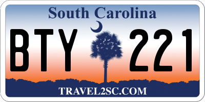 SC license plate BTY221