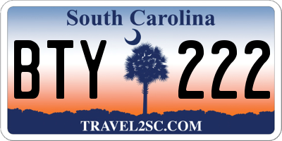 SC license plate BTY222