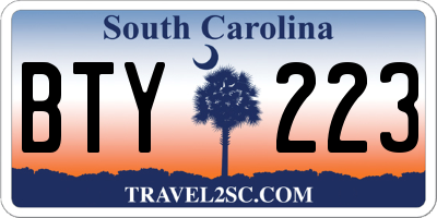 SC license plate BTY223