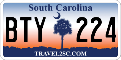 SC license plate BTY224