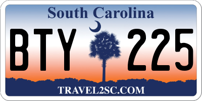 SC license plate BTY225