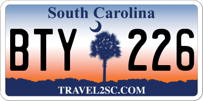 SC license plate BTY226
